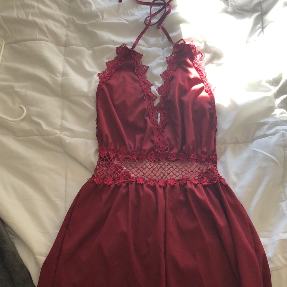 Maroon Halter Romper